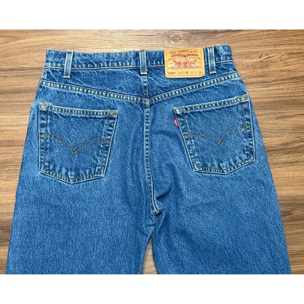 VTG 90s Levis 505 Regular Fit Straight Leg Jeans Mens Blue Denim Sz 31x36